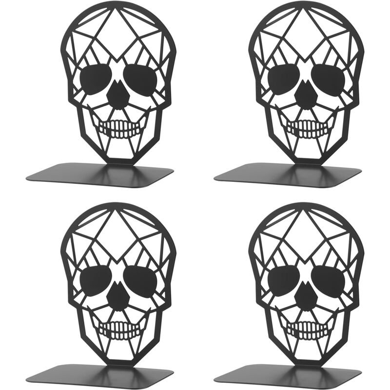Lot de 2 Paires de Serre-Livres en métal pour Enfants, Porte-Livres, dvd, étagère Invisible en Forme de crâne, Serre-Livres pour Le Bureau et