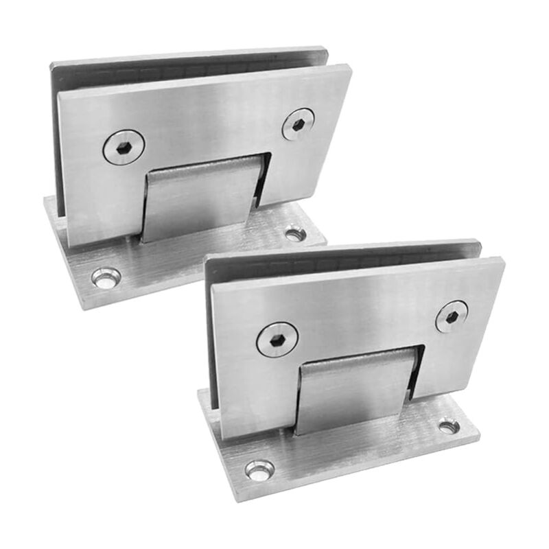 Lntyq Lot de 2 pinces de salle de bain robustes, charnière de porte en verre en acier inoxydable, charnière de porte en verre fixe bidirectionnelle,