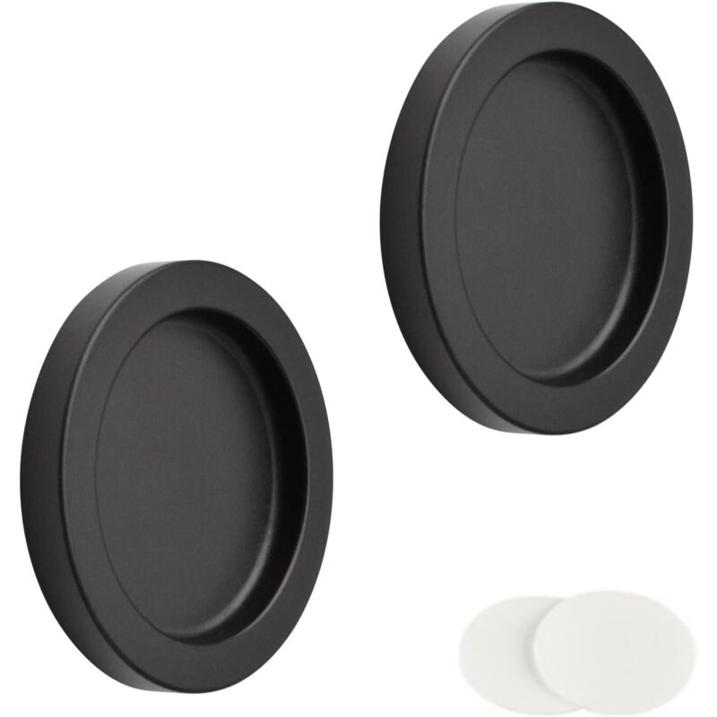 Lot de 2 poignées de porte coulissante rondes auto-adhésives en alliage d'aluminium invisible pour tiroir de grange coulissante, armoire, armoire