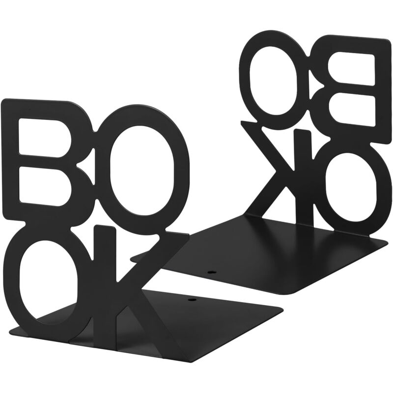 Lot de 2 serre-livres en métal creux pour livres - Convient pour apprendre à lire - Design de livres - cd dvd - Pour la bibliothèque scolaire des