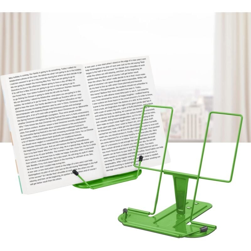 Lot de 2 supports de lecture avec anse en métal - Réglable - Multifonctions - Pour bureau, livres, magazines, iPad, livre de cuisine, partitions,