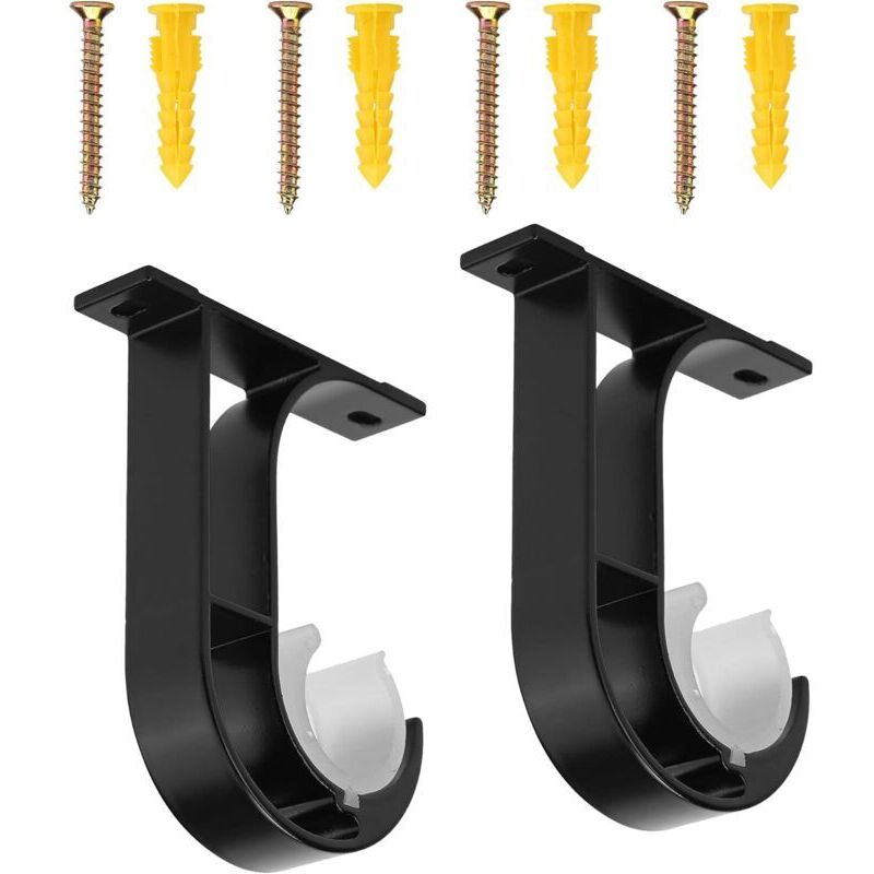 Lot de 2 supports de plafond pour tringle à rideaux en alliage d'aluminium avec vis et fixations - Lntyq