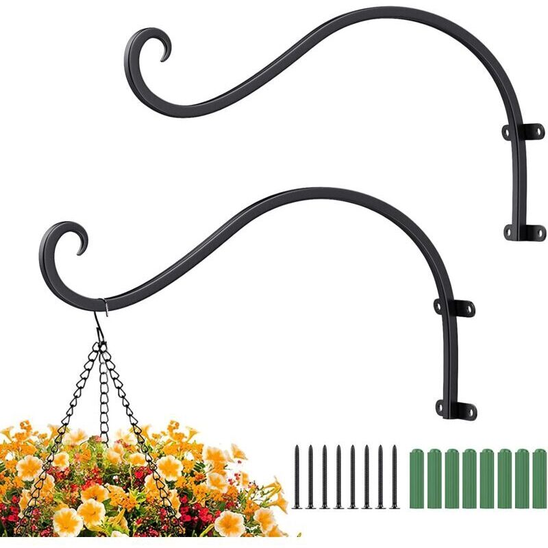 Lntyq - Lot de 2 supports muraux pour plantes, crochets muraux en métal forgé pour plantes suspendues, lanternes, mangeoires à oiseaux