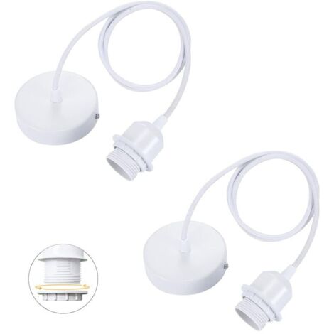 Lntyq lot de 2 suspensions E27 avec bague vissable, câble textile réglable 100cm, suspension compatible avec abat-jour, douille idéale pour suspension de cuisine