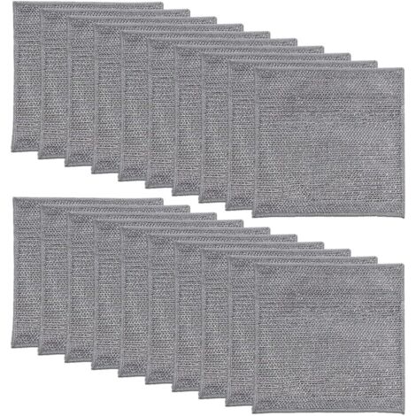 Lntyq Lot de 20 Chiffons de Nettoyage, Chiffon  Microfibre pour Vitres Miroirs Carreaux Carrosserie Ménage Salle de Bain, Chiffons à Vaisselle en Fil de Fer Polyvalents