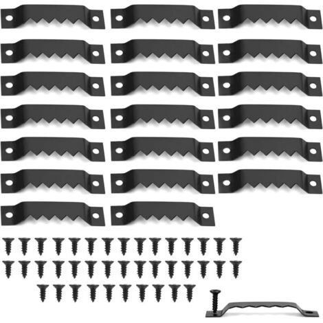 Lntyq Lot de 20 crochets de suspension en métal en dents de scie avec vis pour cadres photo lourds, horloges et articles d'artisanat (noir)