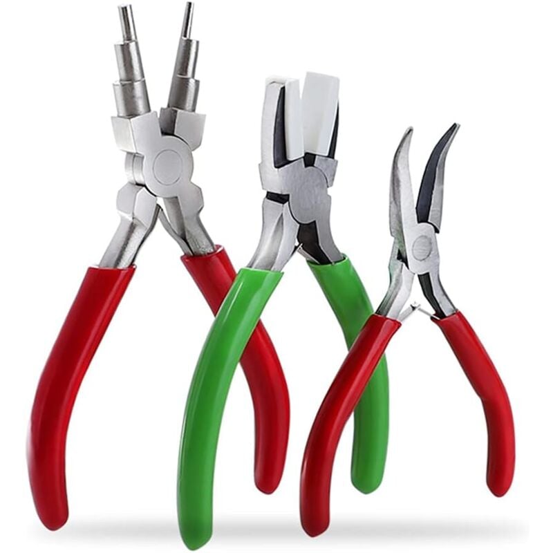 Lntyq - Lot De 3 Pince à Bijoux, Fabrication Bijoux Pinces Pince Bijoux Avec 6 En 1 Pince à Courber Les, Pince Plate,