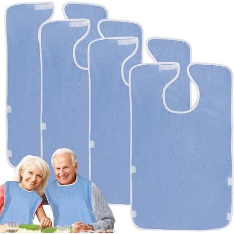 Lntyq Lot de 4 bavoirs pour adultes, pour personnes âgées, lavables, réutilisables, imperméables, pour femmes, personnes âgées, bleu