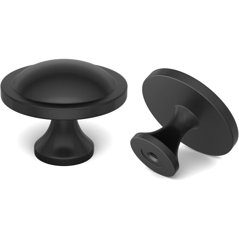 Lntyq Lot de 4 boutons de meuble noirs - Boutons de tiroir - Boutons de meuble - Boutons en acier inoxydable pour armoires, tiroirs, commodes - Pour