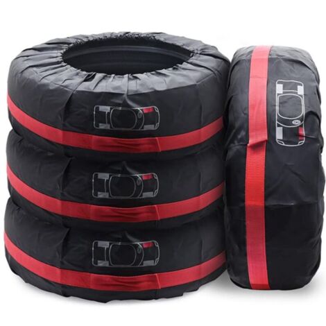 Lntyq Lot de 4 Housses de pneus 13-17" Housse Roue de Secours Imperméable Housses de Protection de Roue de Voiture (Rouge, diamètre 66 cm)