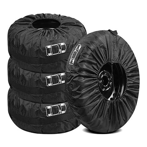Lntyq Lot de 4 housses de pneus de voiture, housse de pneu de voiture, protection imperméable contre la neige et le soleil pour pneus de 13 à 18 pouces, pour voitures, caravanes et minibus.