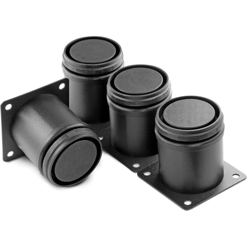 Lntyq Lot de 4 Pieds de Meuble, 50mm Reglable Pied de Table Acier Inoxydable, Pied Meuble Salle de Bain Bureau Meuble Cuisine, Hauteur Réglable 0-15