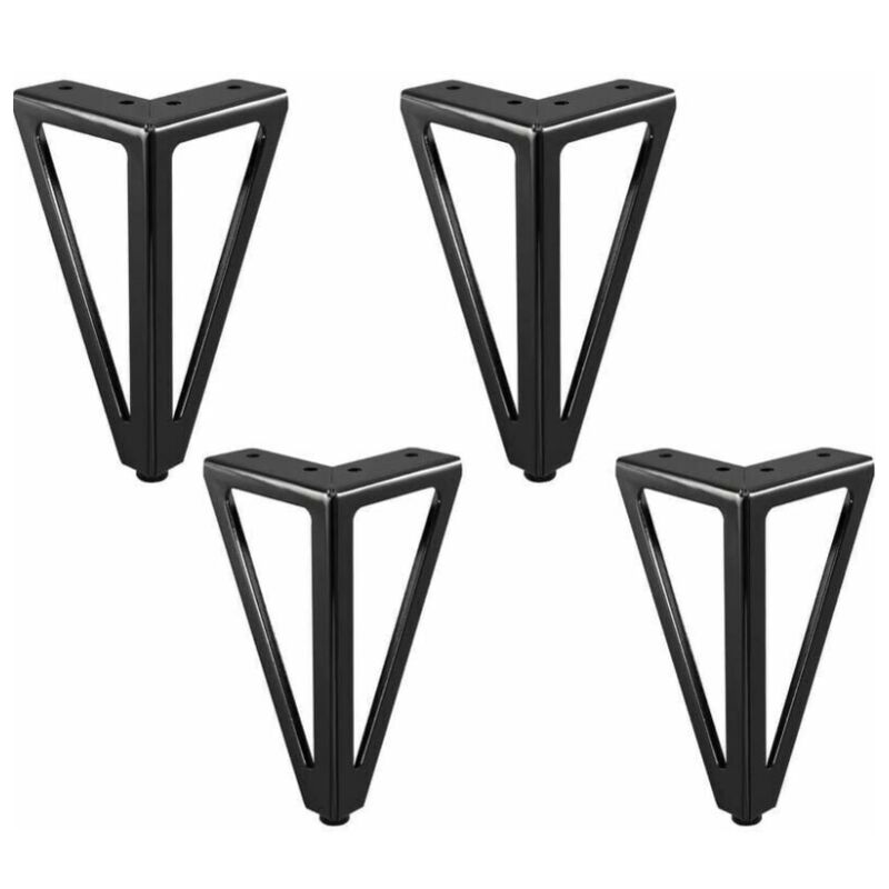 Lntyq - Lot de 4 pieds de meubles de rechange en métal - Noir - 15 cm - Pour meubles, meubles, meubles, armoires, canapés, autres pieds de meubles.