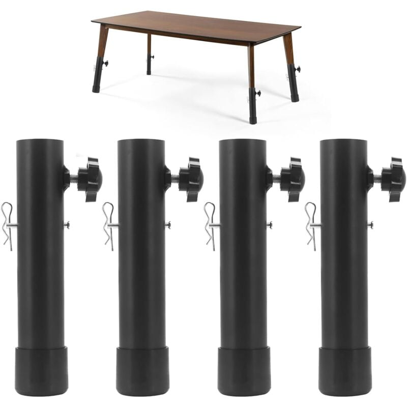 Lot de 4 rallonges de pieds de table pliables - 20 cm - Réglable en hauteur - Convient pour les tables pliantes droites ou incurvées (20 cm) - Lntyq
