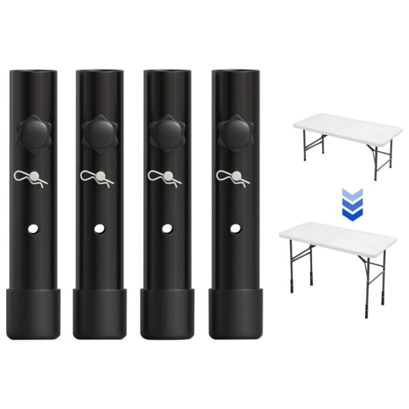 Lntyq - Lot De 4 Rallonges De Pieds De Table Pour Tables Pliantes Pour Pieds Pliés Et Droits, Rehausseurs De Pieds De Table Pliables Réglables, Pour