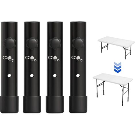 Lntyq Lot De 4 Rallonges De Pieds De Table Pour Tables Pliantes Pour Pieds Pliés Et Droits, Rehausseurs De Pieds De Table Pliables Réglables, Pour Une Hauteur De (19,8 Cm)