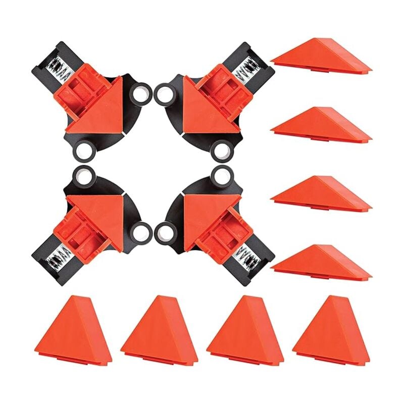 Lntyq - Lot de 4 serre-joints d'angle pour menuiserie - 4 serre-joints à angle droit réglables à 60, 90 et 120 degrés - Kit de serre-joints d'angle