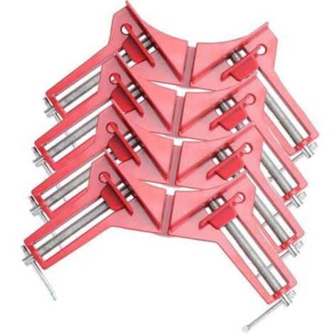 Lntyq Lot de 4 serre-joints d'angle pour menuiserie, pince à angle droit à 90 degrés, étau à bois réglable pour cadre photo, aquarium, fixation à angle droit pour meubles
