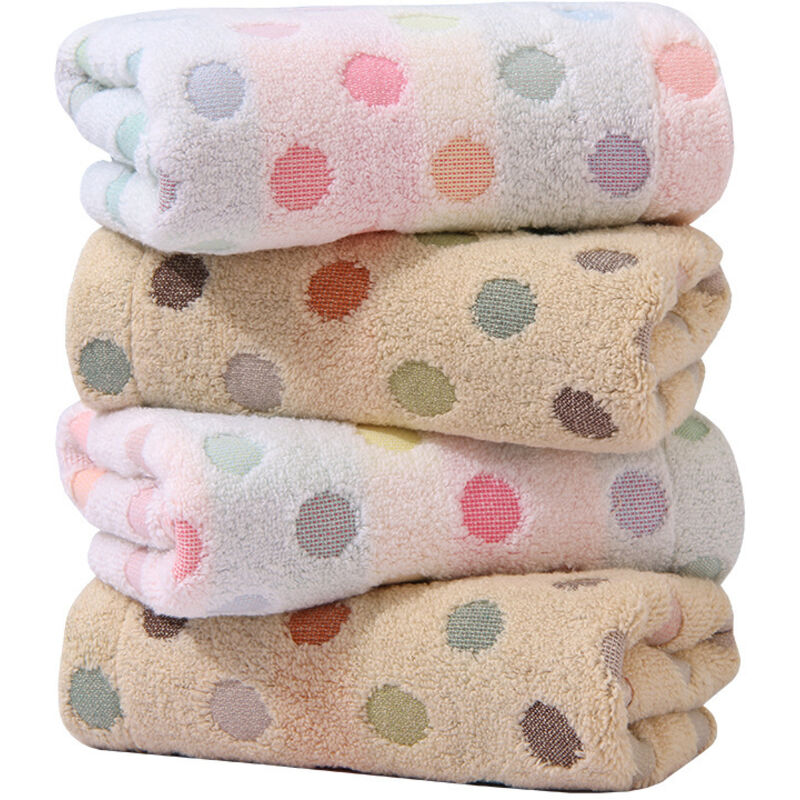Lot de 4 serviettes à main en coton à pois colorés (2 styles) - Serviettes absorbantes douces pour salle de bain - 13,4 x 30 pouces - Lntyq