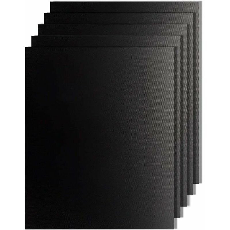 Lot de 5 tapis de cuisson antiadhésifs réutilisables en fibre de téflon pour barbecue, 50 x 40 cm, portables, faciles à nettoyer, pour pique-nique en