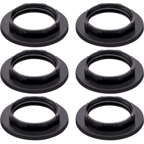 Lntyq Lot de 6 bagues de serrage pour abat-jour E14 en plastique noir