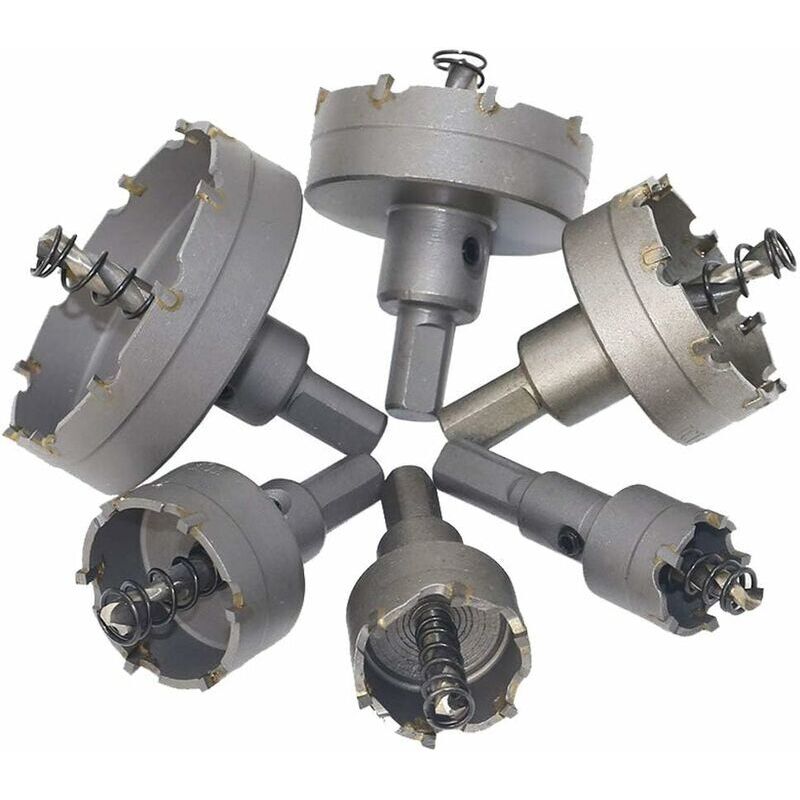 Lntyq - Lot de 6 grandes scies cloches tct pour scie à métaux, adaptateur de scie cloche, scie de perçage pour plastique, acier inoxydable, métal,