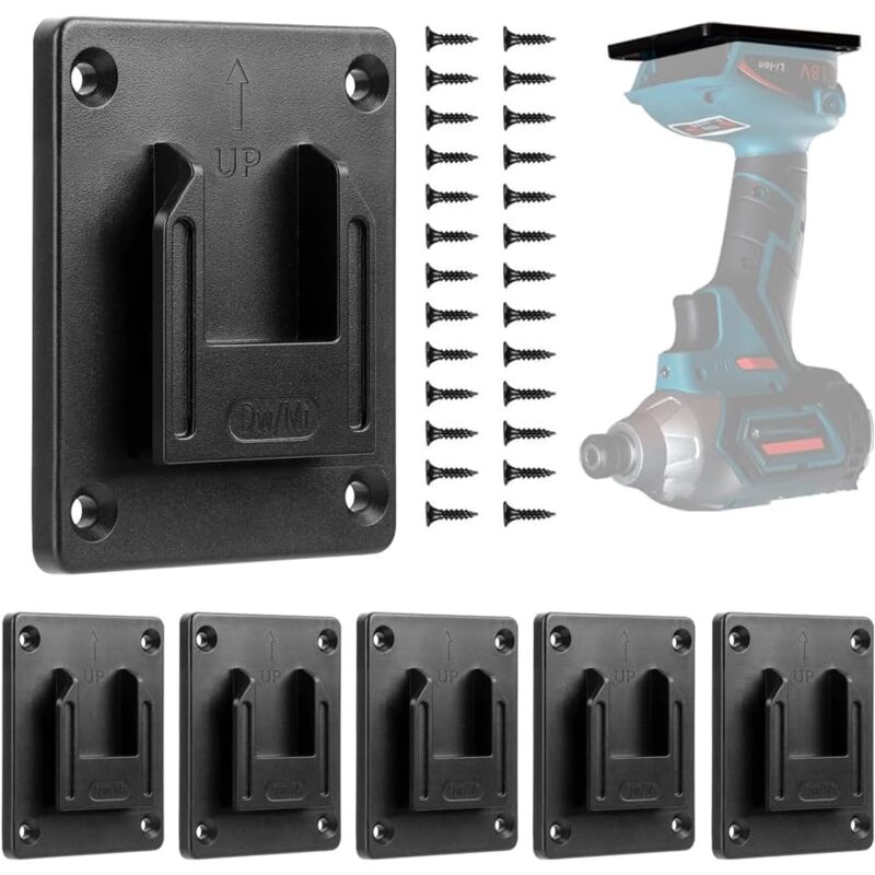 Lntyq - Lot de 6 porte-outils muraux pour Dewalt 12-20 V/Milwaukee 14,4-18 v - Support de perceuse électrique - Support d'atelier - Stockage (noir)