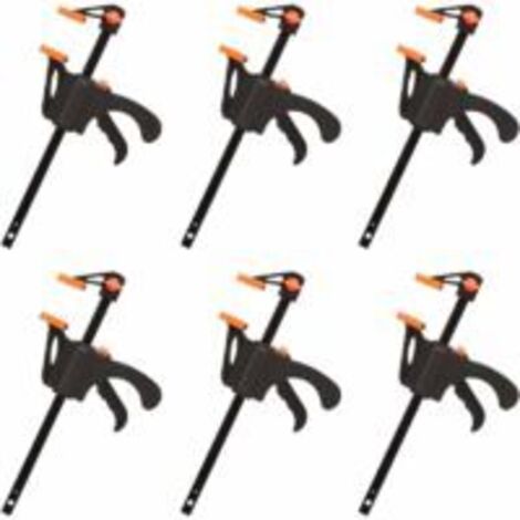 Lntyq Lot de 6 Serre-joints en Forme de F, Serre Joint avec Serrage Rapide et Facile, Outils à Main pour Menuiserie(4pouces)