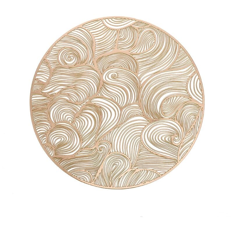 Lntyq - Lot de 6 sets de table ronds dorés, napperons creux, napperons en pvc doré, napperons antidérapants résistants à la chaleur pour mariage,