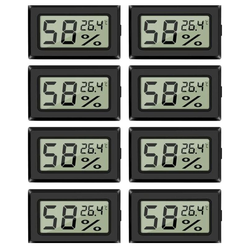 Lntyq Lot de 8 mini-hygromètres thermomètres Moniteur de jauge d'humidité intérieur numérique avec capteur de température pour voitures à effet de