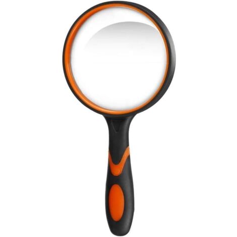 Lntyq Loupe de Lecture 10X avec poignée en Caoutchouc Souple antidérapante, 75 mm Miroir incassable, pour Livres scientifiques, journaux, Lecture, Insectes, Passe-Temps, Orange