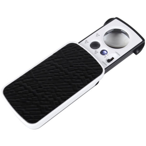 Lntyq Loupe de poche éclairée à LED - Loupe 30X 60X 90X - Loupe de lecture éclairée pour personnes âgées - Loupe de poche pliable noire pour bijoux, pièces de monnaie, diamants et timbres
