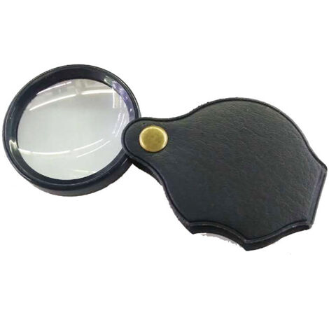 Lntyq Loupe de Poche,50mm 10X mini Loupe Pliante avec Étui de Protection Rotatif en cuir