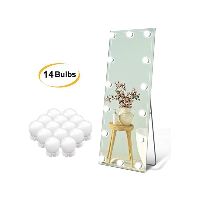 Lntyq - Lumière De Miroir Kit De 14 Ampoules Pour Coiffeuse Maquillage, Miroir Led Hollywood Dimmable, Lampe Coiffeuse Usb Avec Interrupteur Et