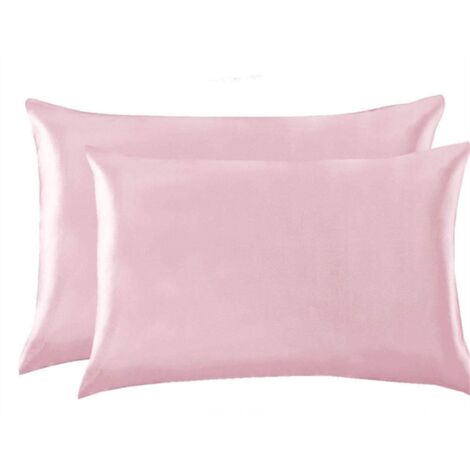 Lntyq Luxuriöser Satin-Kissenbezug - Standard-Satin-Kissenbezug mit Reißverschluss, Hellrosa (2er-Pack) 20 x 26 Zoll
