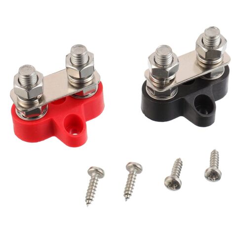 Lntyq M8 5/16 Zoll 2 Stück Befestigungsbolzen Batterieklemmenblock 12–48 V DC Sammelschienenbus für Wohnmobil, LKW, Camping, Boot