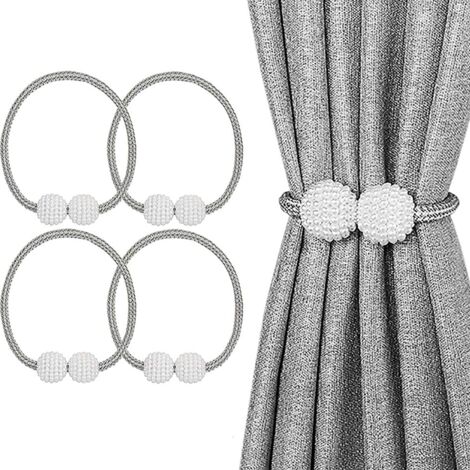 Lntyq Magnetische Vorhang-Raffhalter für Vorhänge, Gardinen und Magnet-Raffhalter, für Heimdekoration, Büro, Hotelfensterdekoration (grau), 4 Stück