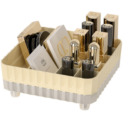 Lntyq Make-up-Organizer, separate Fächer, Lippenstift-Organizer, Lippenstift-Aufbewahrung, 12 Kosmetik-Aufbewahrungsfächer, geeignet für Lidschatten, Schmuck, milchig weiß