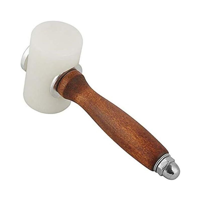 Lntyq - Marteau de sculpture sur cuir, maillet pour bricolage, maroquinerie, club de couture en cuir de vache, tête en t en nylon, manche en bois de