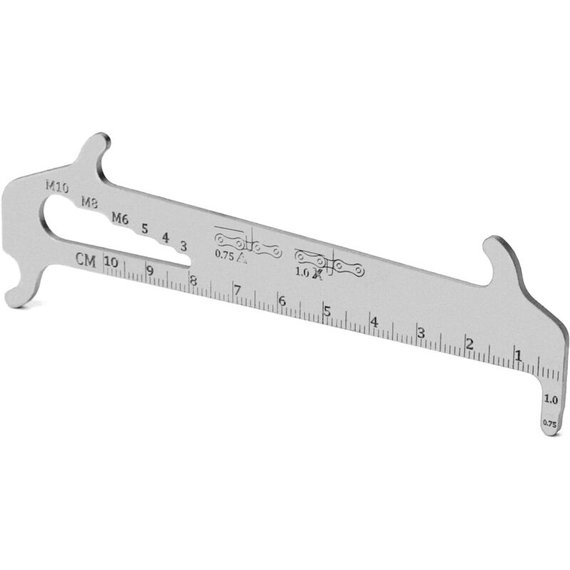 Lntyq Medidor de cadena de bicicleta, herramienta indicadora de cadena, medición de desgaste rápida y sencilla, acero inoxidable.