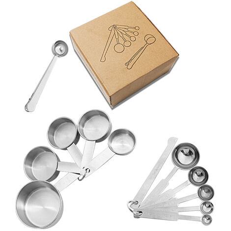 Lntyq Messbecher-Set, Messlöffel-Gramm-Set, Messlineal, 12-teiliges Küchenmessset, geeignet zum Messen und Dosieren von Materialien