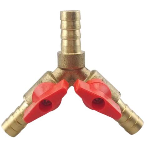 Lntyq Messing-Kugelhahn, 8 mm, 3-Wege-Absperrung, Y-Kugelhahn mit Widerhaken, Schlauchanschlussadapter für Wasser, Gas, Öl (1 Stück)