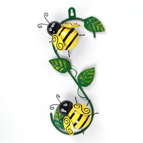 Lntyq Metall-Bienen-Wanddekoration, Zaun, Garten, hängende dekorative Skulptur, Outdoor-Gartendekoration, Tiere, Metall-Wanddekoration, Gartenkunst, hängende Dekorationen