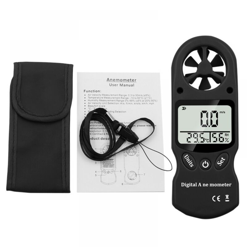 Image of Lntyq - Mini Anémomètre Numérique Multifonction Portable Température et Hygromètre
