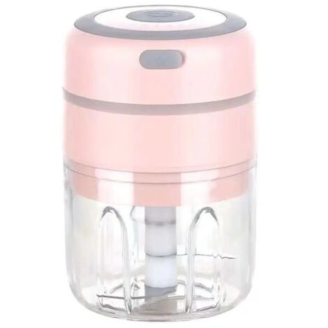 Lntyq Mini-Zwiebelzerkleinerer, elektrischer Multi-Küchenmixer, wiederaufladbar über USB für Gemüse, Obst und Fleisch (Pink), 8,5 x 8,5 x 13 cm
