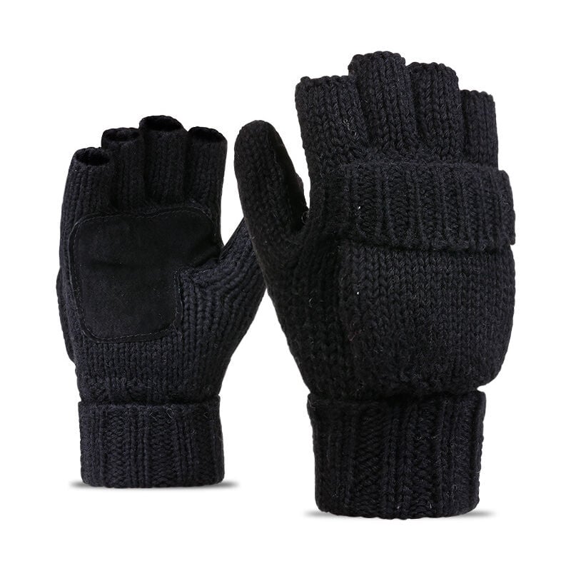 Mitaines d'hiver pour homme et femme en laine mélangée avec doublure en polaire, taille unique - Lntyq