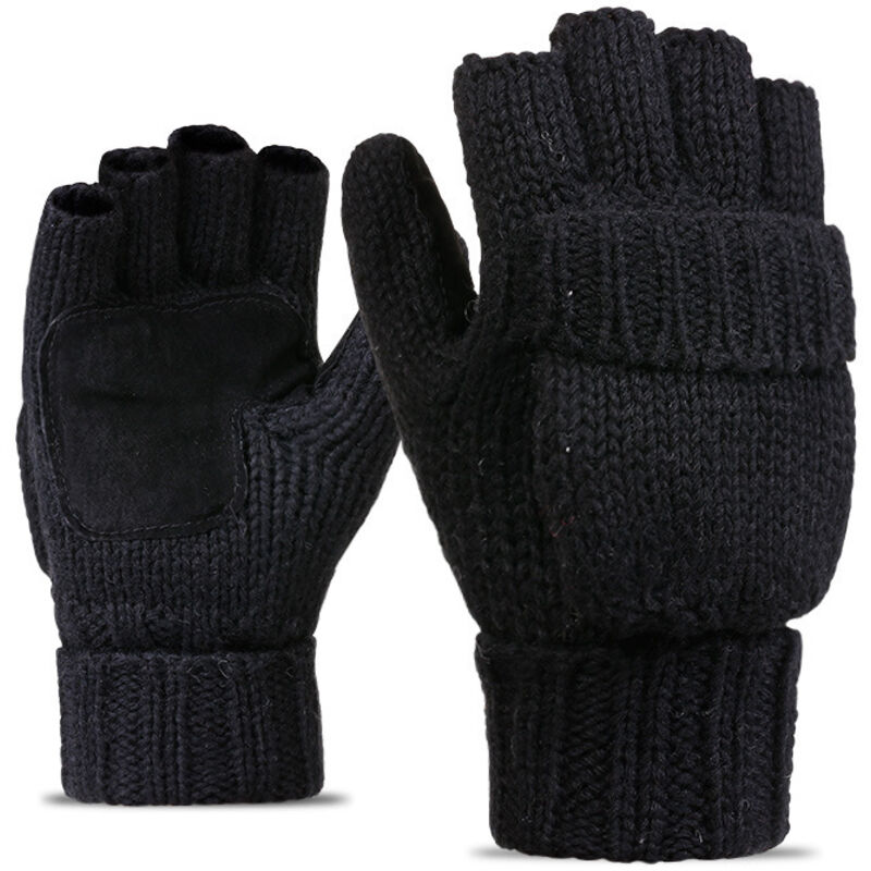 Mitaines d'hiver pour homme et femme en laine mélangée avec doublure en polaire, taille unique - Lntyq