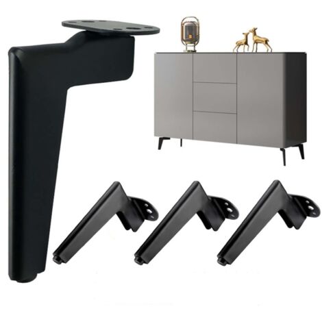 Lntyq Möbelbeine aus Metall, moderne Ersatz-Sofabeine, Couchtischbeine, Fernsehschrankbeine, Badezimmerschrankbeine mit Schrauben + Bodenschutz + rutschfeste, leise Basis (14,5 cm, schwarz)