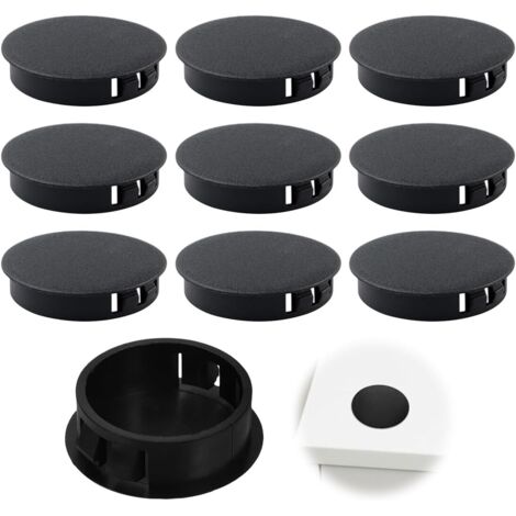 Lntyq Möbelgleiter, Lochabdeckungen, 10er-Pack schwarze Kunststoff-Schraubenabdeckungen für 30-mm-Rohrlöcher zum Möbelbohren (schwarz)