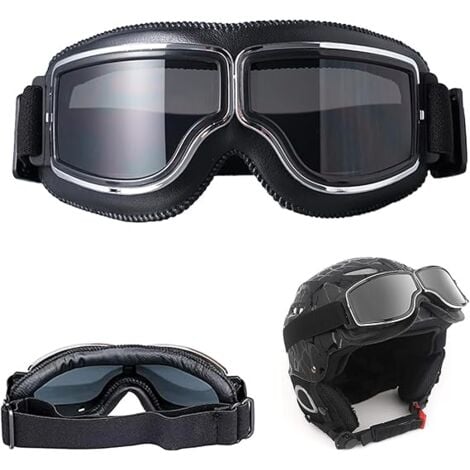 Lntyq Motocross-Lünetten, PU-Motorrad-Lünetten, Retro-Piloten-Lünetten, Vintage-Motorrad-Lünetten, Retro-Sport-Lünetten für das Vélo de Plein Air, Skikurs auf der Route